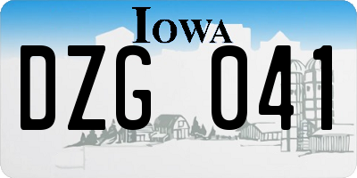 IA license plate DZG041