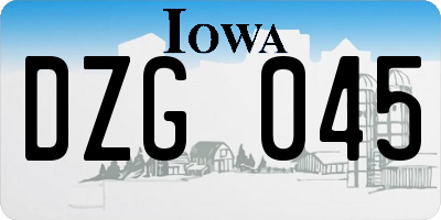 IA license plate DZG045