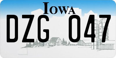 IA license plate DZG047