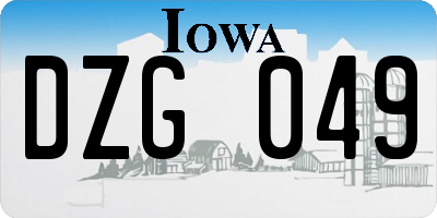 IA license plate DZG049