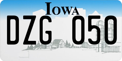 IA license plate DZG050