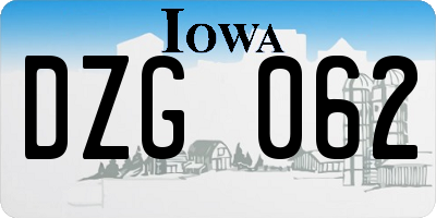 IA license plate DZG062