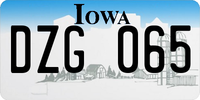 IA license plate DZG065