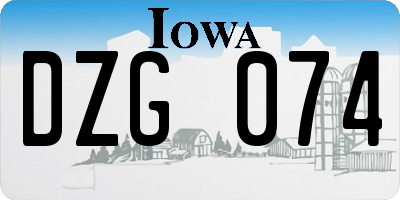IA license plate DZG074