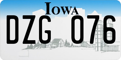 IA license plate DZG076