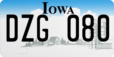 IA license plate DZG080