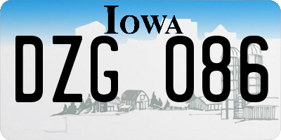 IA license plate DZG086