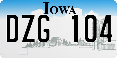 IA license plate DZG104