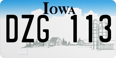 IA license plate DZG113