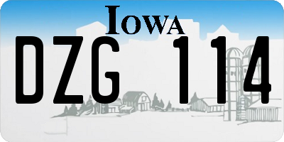 IA license plate DZG114