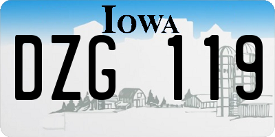 IA license plate DZG119