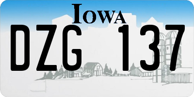 IA license plate DZG137
