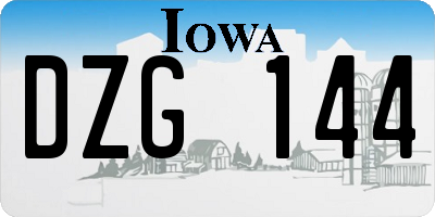 IA license plate DZG144