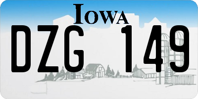 IA license plate DZG149