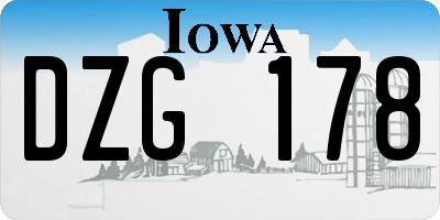 IA license plate DZG178