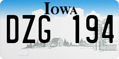 IA license plate DZG194