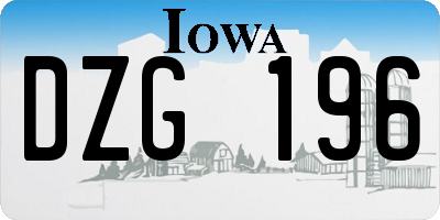 IA license plate DZG196