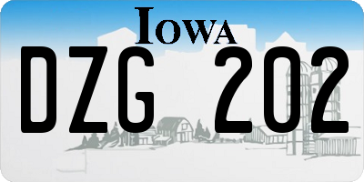 IA license plate DZG202