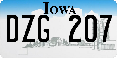 IA license plate DZG207