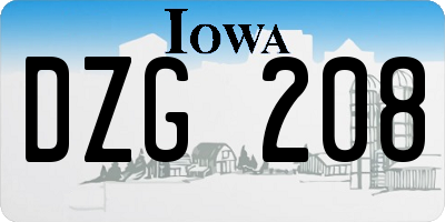IA license plate DZG208