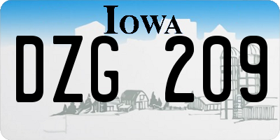 IA license plate DZG209