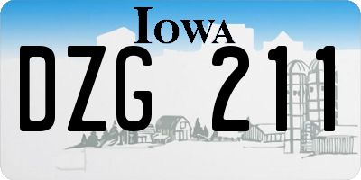 IA license plate DZG211