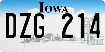 IA license plate DZG214