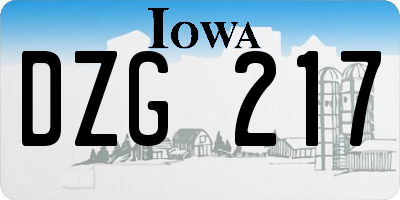 IA license plate DZG217
