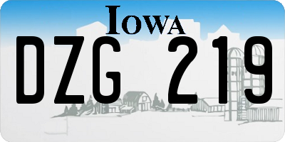 IA license plate DZG219