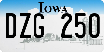 IA license plate DZG250