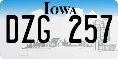 IA license plate DZG257