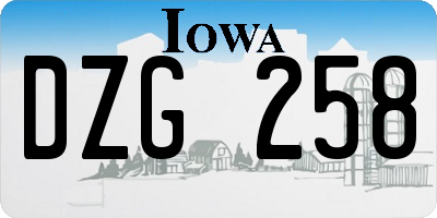 IA license plate DZG258