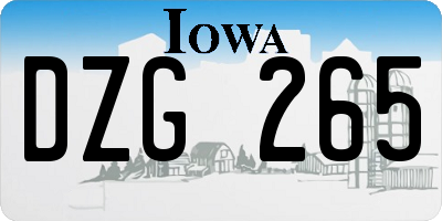 IA license plate DZG265