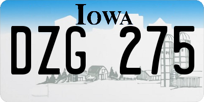 IA license plate DZG275
