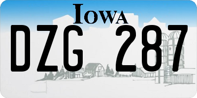 IA license plate DZG287