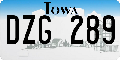 IA license plate DZG289