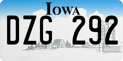 IA license plate DZG292