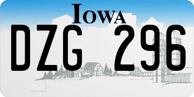IA license plate DZG296