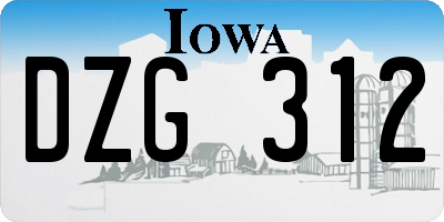 IA license plate DZG312