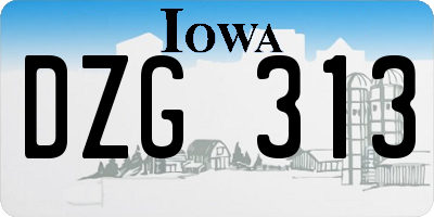 IA license plate DZG313
