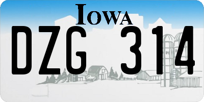 IA license plate DZG314