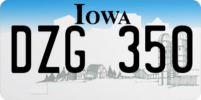 IA license plate DZG350