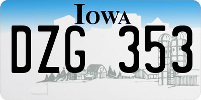 IA license plate DZG353