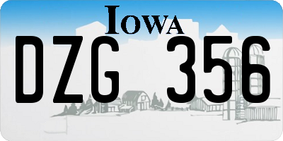 IA license plate DZG356