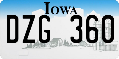IA license plate DZG360