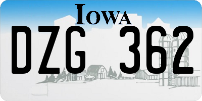 IA license plate DZG362