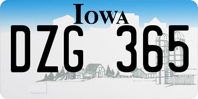 IA license plate DZG365