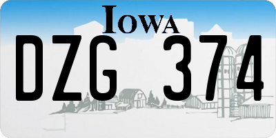 IA license plate DZG374
