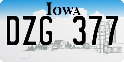 IA license plate DZG377