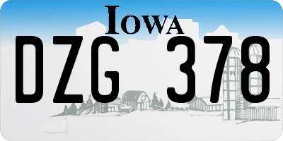 IA license plate DZG378